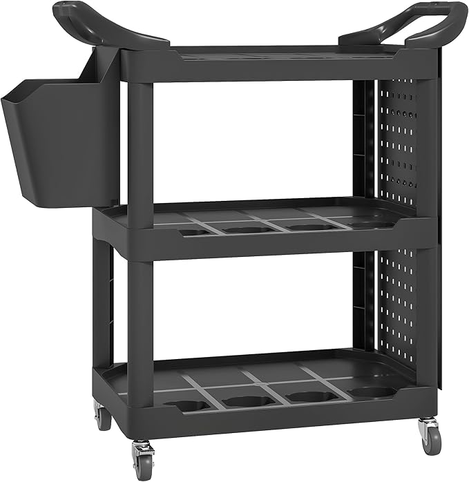 HOMCOM 3 Tier Utility Cart on Wheels, Rolling Tool Storage by HOMCOM