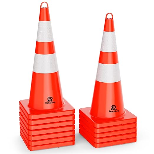 RoadHero 12 Cones Traffic Cones 28 Inch, Cones by RoadHeroUS