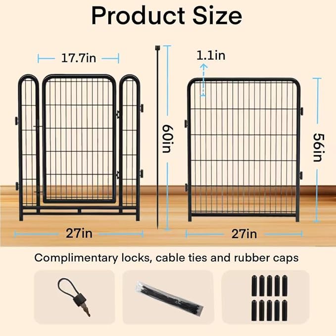 10 Panels Dog Fence Outdoor for Yard, 56 in X22.1 Ft Gate 17.7 Inches Wide - Image 4