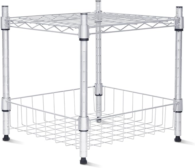 Whitmor 2 Tier Metal Storage Shelves, Heavy Duty Shelf by Whitmor