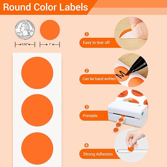 1 Inch Circle Dot Stickers 1000 PCS Color Coding Thermal Labels Dots Writable - Image 3
