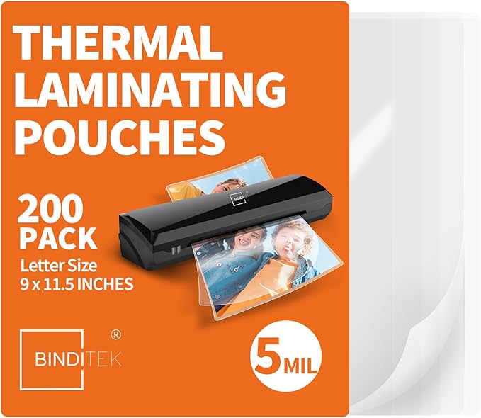 Binditek 200 Pack 5 Mil Thermal Laminating Pouches, 9x11.5 Inches Laminating by Binditek