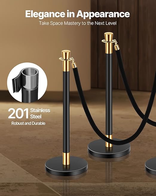 VEVOR Stanchions and Velvet Ropes, Stainless Steel Stanchion Post Queue - Image 2