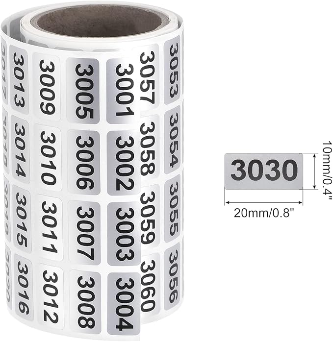 MECCANIXITY 3001 to 4000 Consecutive Number Stickers Inventory Label Black - Image 2