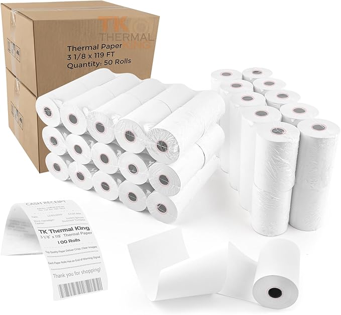 3 1/8" x 119' Thermal Paper, POS Receipt Paper by TKThermalKing
