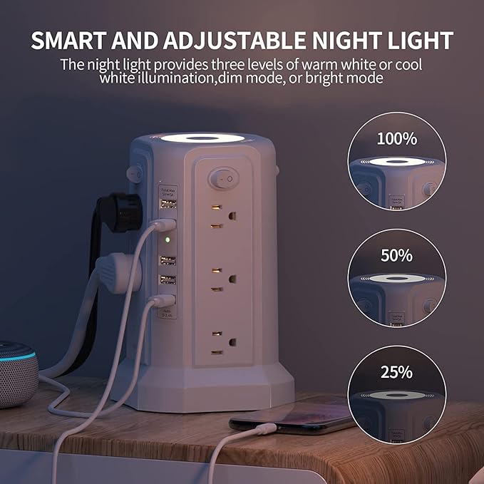 Surge Protector Power Strip Tower - Image 2