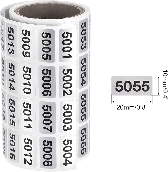 MECCANIXITY 5001 to 6000 Consecutive Number Stickers Inventory Label Black - Image 2