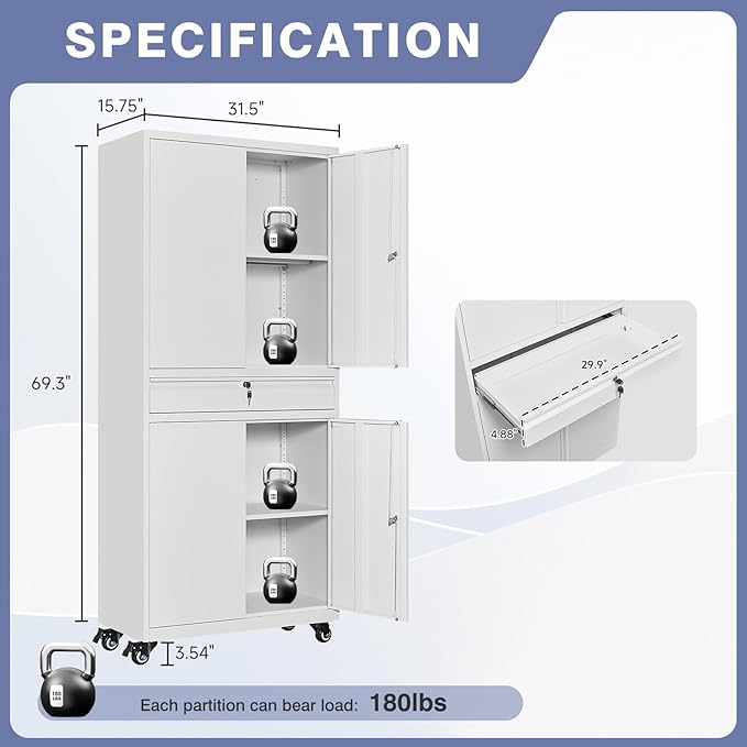 73" Metal Garage Storage Cabinet - Image 3