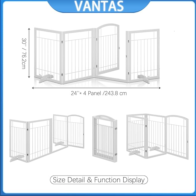 Vantas Folding Pet Gate 96" Wide, Freestanding Wire Pet Gate, Pet Puppy Safety - Image 7