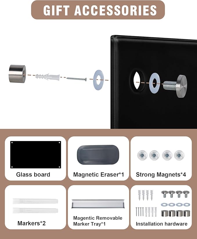 Mifuro Magnetic Glass Whiteboard，48"x36" Wall Mounted Frameless Dry Erase Board - Image 6