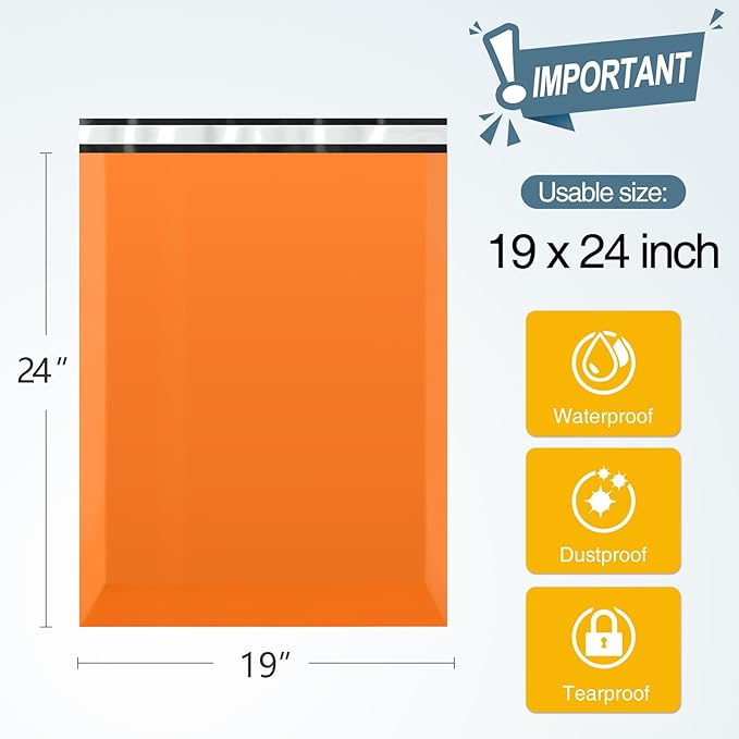 Famagic Poly Mailers 19x24 Inches 50 Pcs Orange Packaging Shipping Bags Mailing - Image 2