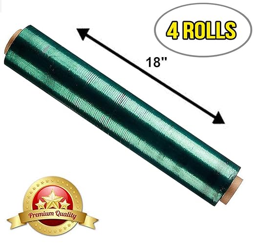 APQ 4 Rolls of Blown Hand Stretch Film 18" x 1500'. Green Hand Stretch Wrap - Image 2