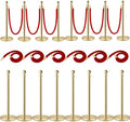 8PCS Stanchion Posts with 6 Red Velvet Ropes, Crowd Control Barriers with by CWKISS
