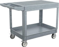 2 Tier Rolling Utility Cart on Wheels, 550 lbs Capacity Flat Top Plastic by Tooremine