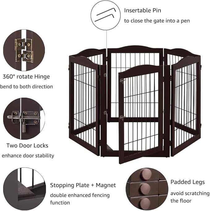 unipaws 132" Extra Wide Dog Gate and Pet Playpen, Free Standing Tall Dog Fence - Image 4