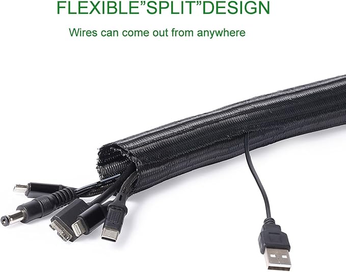 3/4" 25ft Expandable Braided Cable Sleeve Split Wire Loom Tubing – Pet-Proof - Image 2
