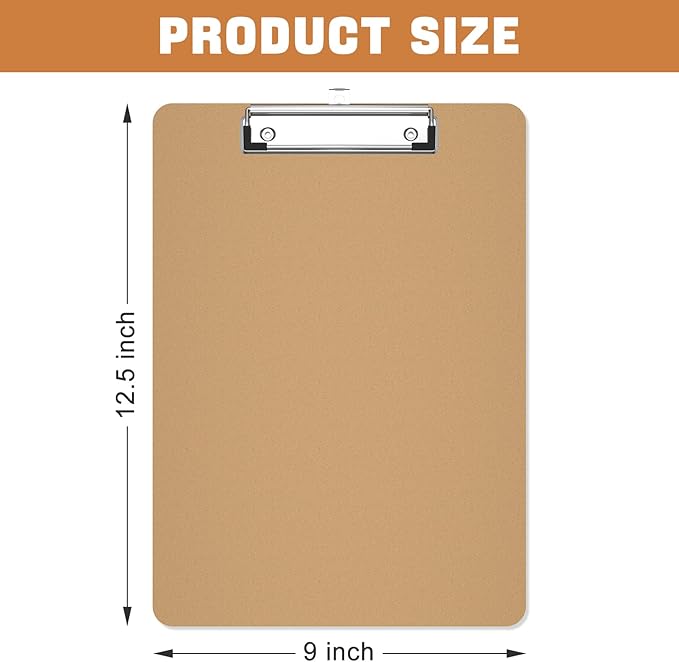 Piasoenc Wood Clipboard 25 Pack, A4 Letter Size Hardboard 9" x 12.5" - Image 2