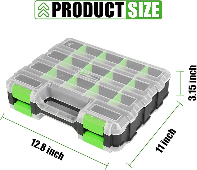 Generic Tool Box with Transparent Lid, Double Side 34-Compartments Organizer - Image 2
