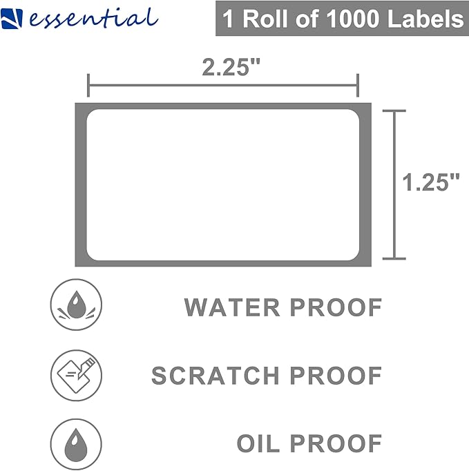 ESSENTIAL 2.25"x 1.25" Direct Thermal Barcode Labels, Shipping Labels, - Image 4
