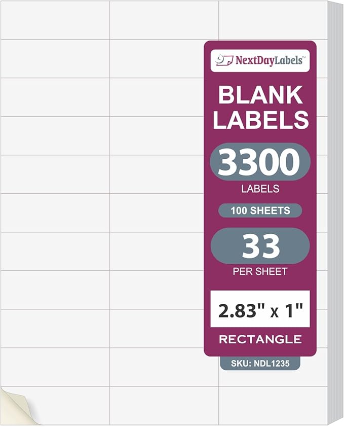 NextDayLabels - 2.83" x 1" Rectangular Sticker Labels by NextDayLabels