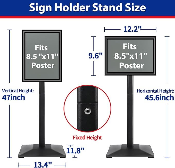 Pedestal Sign holder Stand 8.5x11inch Adjustable Standing Floor Sign Stand - Image 6
