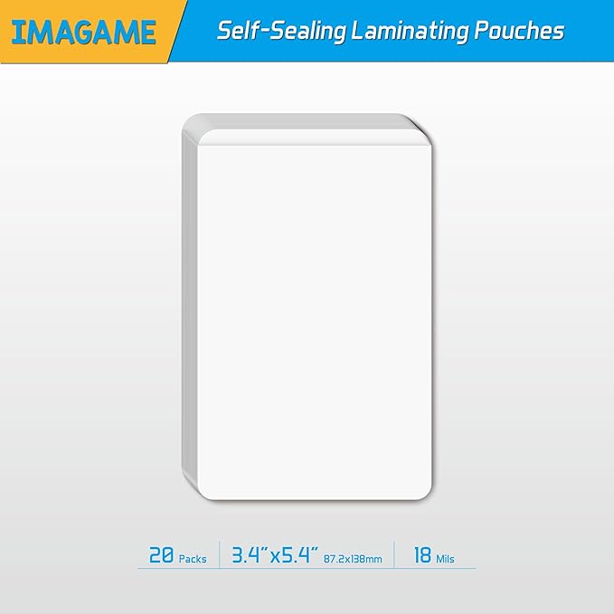 Self-Sealing Laminating Pouches, 3.4" x 5.4'', 20 Pack, Easy-to-Use, No Machine - Image 2
