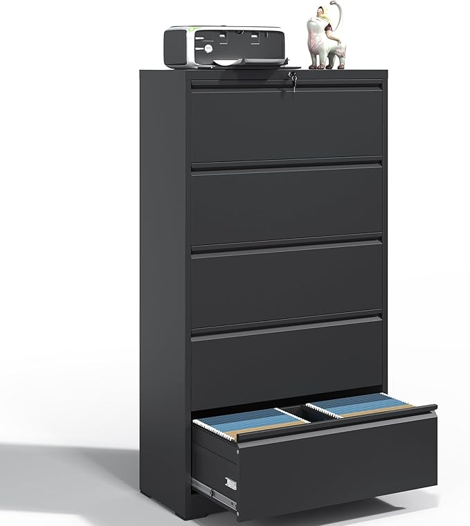 5 Drawer Lateral File Cabinet, Metal Filing Cabinets by BIZOEIRON