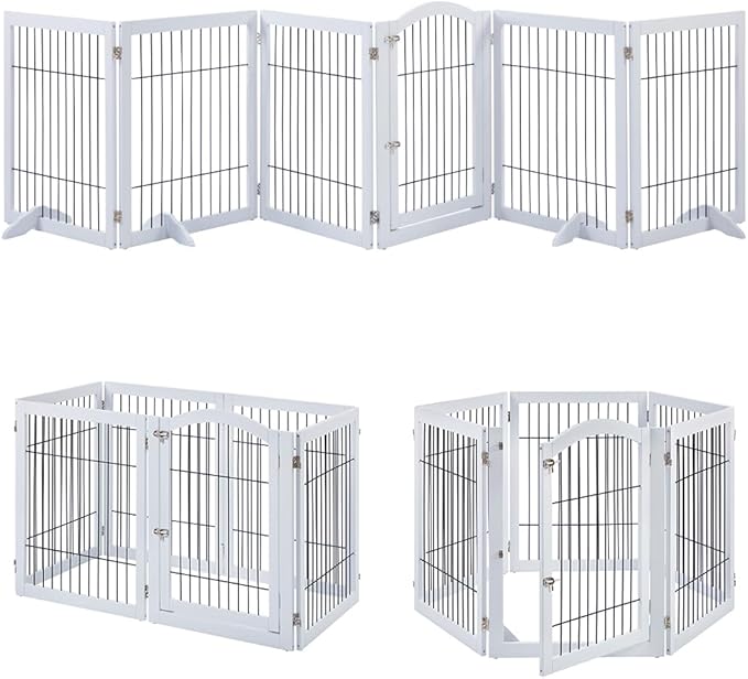 unipaws 144" Extra Wide Dog Gate and Pet Playpen, Free Standing Tall Dog Fence by unipaws