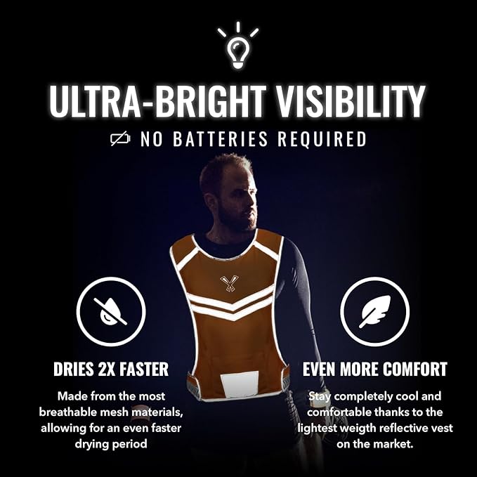 Running Reflective Vest, Inside Pocket & 2 Bands, High Visibility Reflective - Image 3