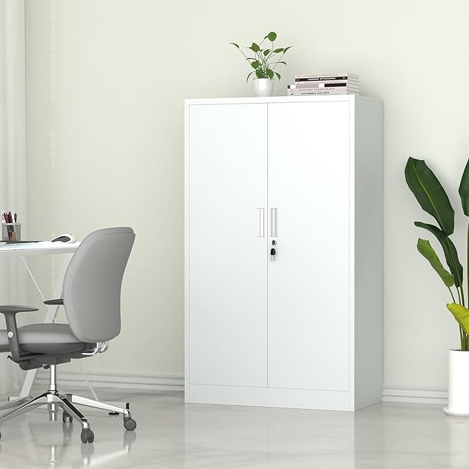 Metal Storage Cabinet with Locking Doors and Adjustable Shelves, 53.5-Inch Tall - Image 2