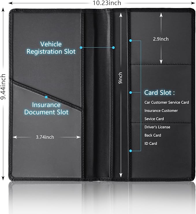 Leather Car Registration and Insurance Cards Holder Compatible - Image 3