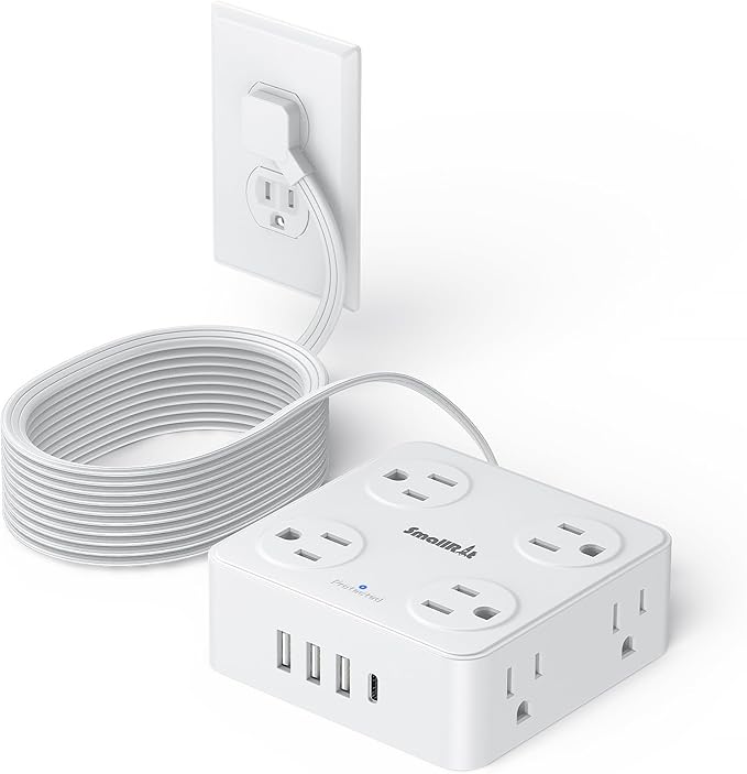 10Ft Power Strip with Surge Protector, 8 Outlets 4 USB Ports Extension Cord by SMALLRT