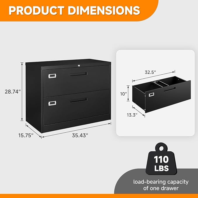 Lateral File Cabinet, Metal Filing Cabinet - Image 3