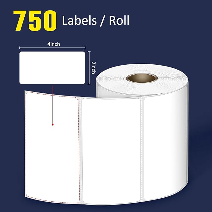 L LIKED 4" x 2" Direct Thermal Labels, Permanent Adhesive Barcode Shipping - Image 2