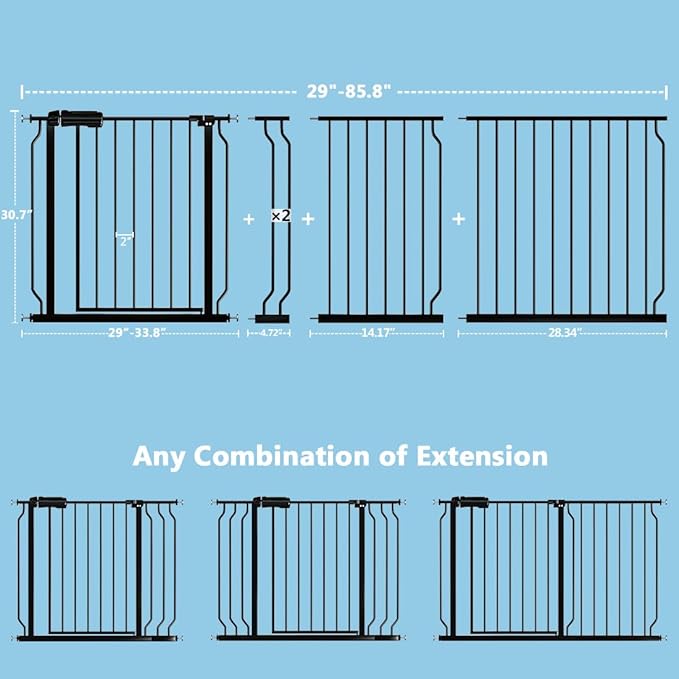 TSAYAWA Baby Gate Extra Wide Fits 29.51-85.81 inch Wide Opening - Image 2