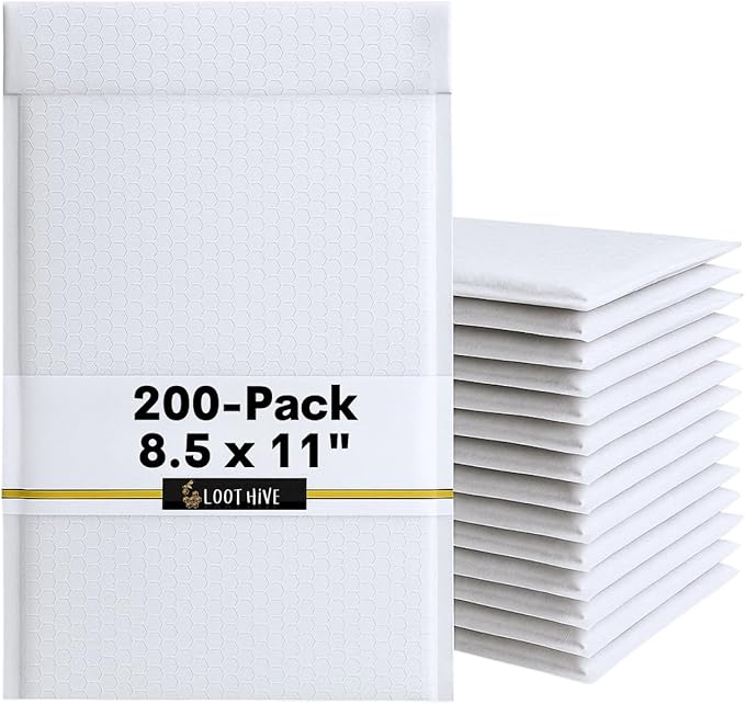 200-Pack 8.5x11" Bubble Mailers White Poly Padded #2 Envelopes Self Seal by Unknown