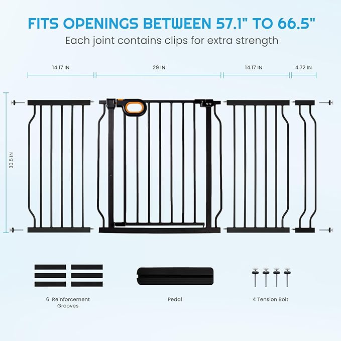 owlie Stair Baby Gate 57-66 Inch, Extra Wide Safety Gate - Image 3
