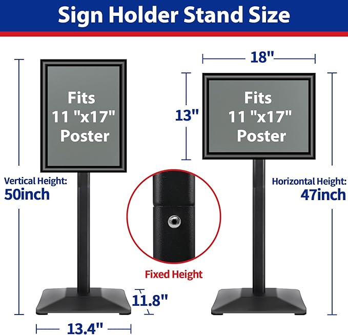 Pedestal Sign holder Stand 11x17inch Adjustable Standing Floor Sign Stand - Image 6