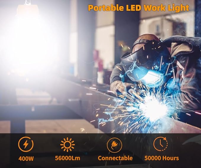 400W LED Temporary Work Light, Portable Hanging Construction Work Light - Image 2