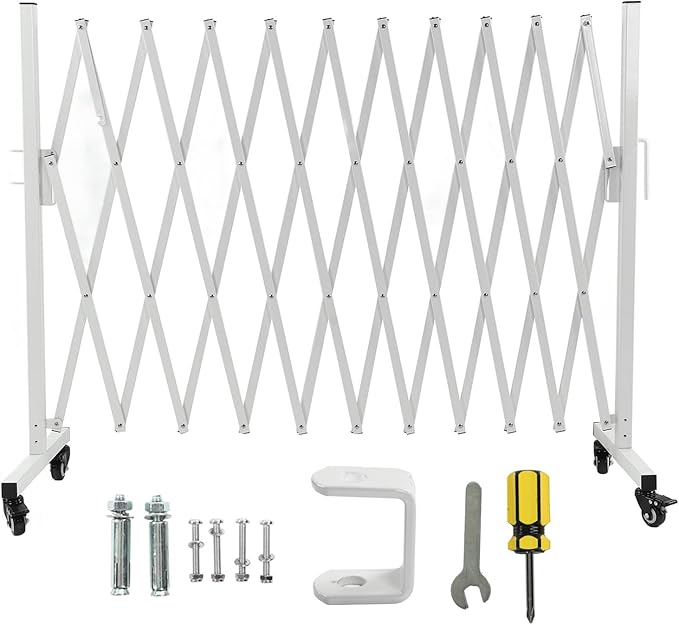 Metal Expandable Barricade Gate, Aluminum Folding Mobile Safety Barrier 130in by Unknown