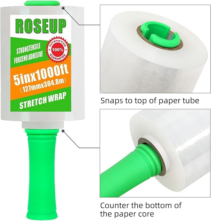 ROSEUP Clear Stretch Wrap Film 5" x 1000ft Roll - Image 2