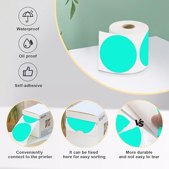 3 X 3 Inch Color Coding Dot Labels Circle Thermal Printable Waterproof 500 Pcs - Image 4