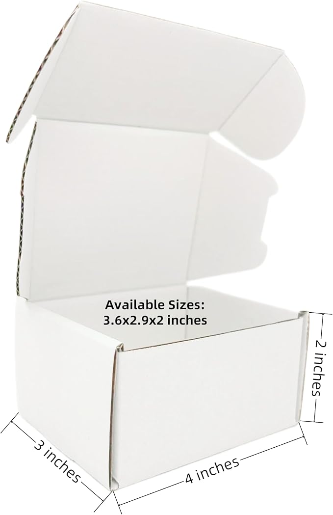 4x3x2 inch Small White Mailers Boxes Recyclable Corrugated Gift Box - Image 2