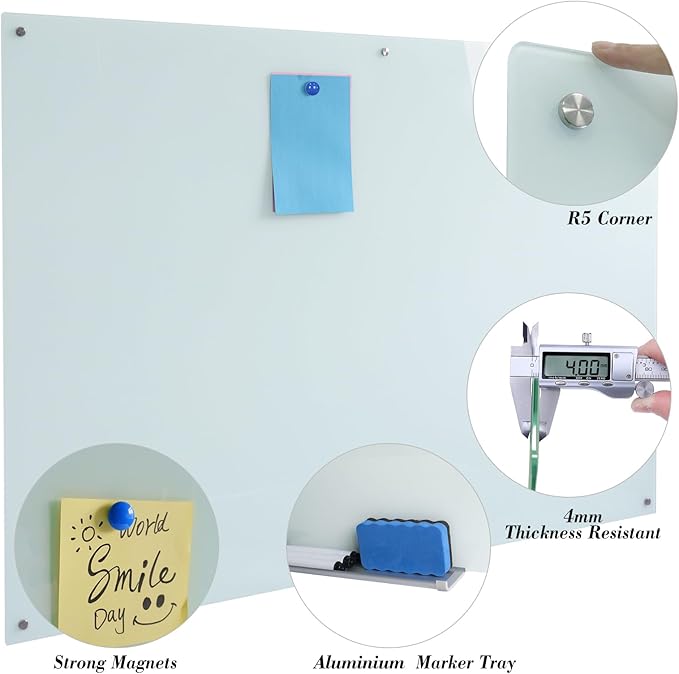 Magnetic Large Glass Board 72"x 48" Dry Erase Writing Board Premium Tempared - Image 2