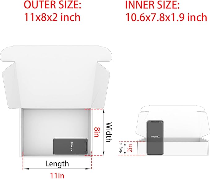 Black Shipping Boxes for Small Business Pack of 25-11x8x2 inches Cardboard - Image 2
