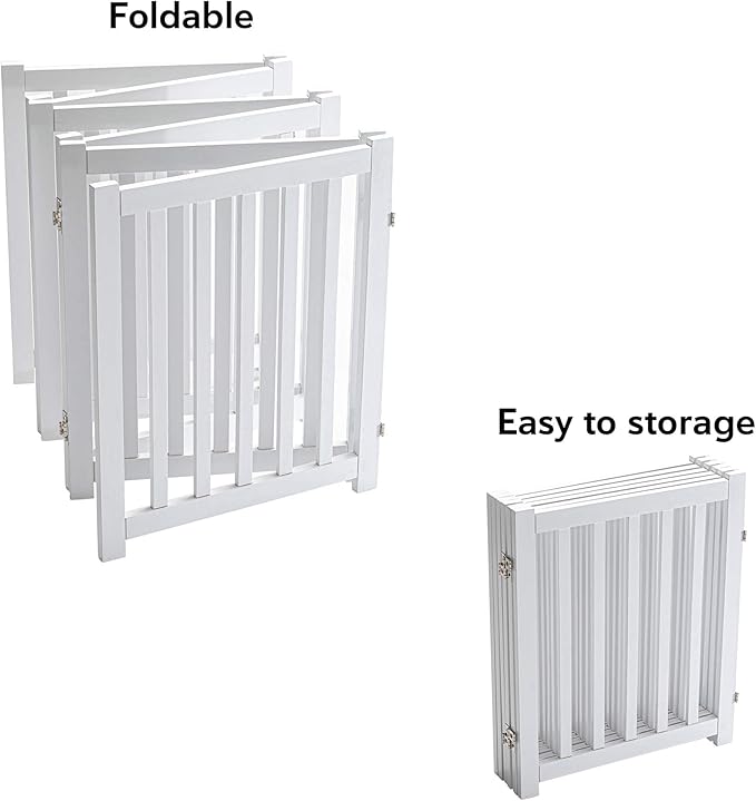LZRS 6-Panel Extra-Wide Freestanding Wooden Dog Gate Indoor – 24”High Foldable - Image 4