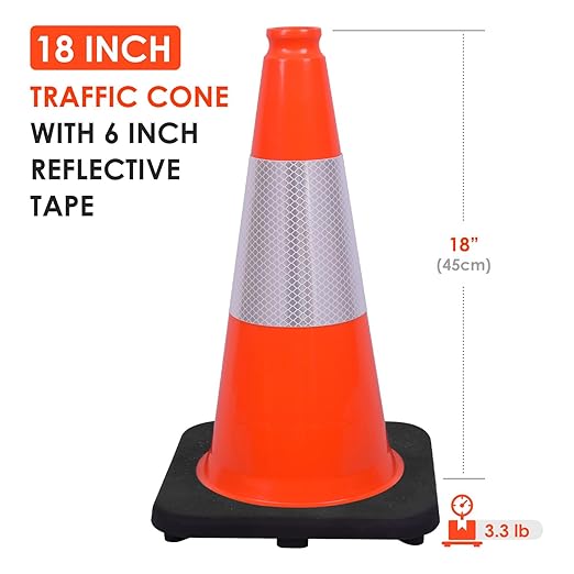 Fluorescent Orange/Green PVC Traffic Cones, Heavy Black Base Parking Lot Cone - Image 2
