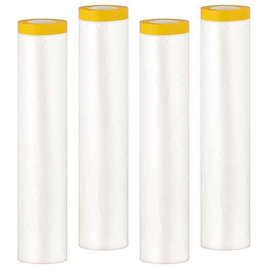 Pre-Taped Masking Film, 4 Rolls 8.8 x 65 Feet Plastic Sheeting, Painters Drop by Unknown