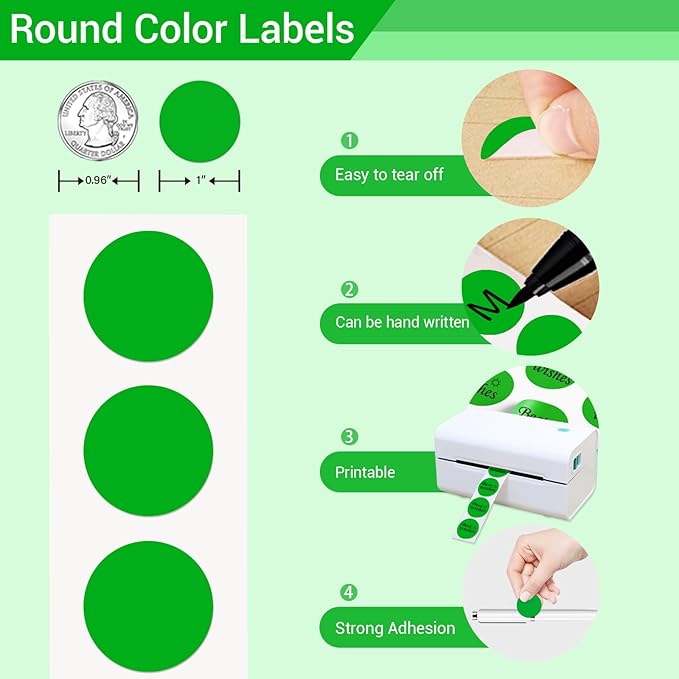 1 Inch Circle Dot Stickers 1000 PCS Color Coding Thermal Labels Dots Writable - Image 3