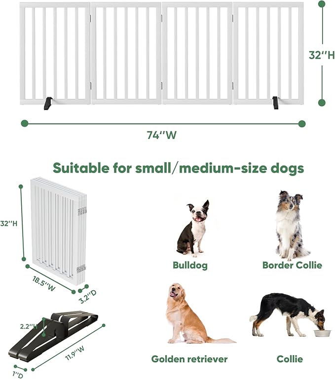 Dog Gates for Doorways, Tall Dog Gate Indoor, Foldable Pet Gates for Doorways - Image 2